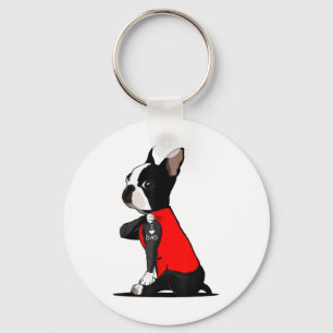 Boston Terrier Dog Tattoo I Love Dad Funny Family  Keychain