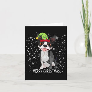 Boston Terrier Dog Tree Christmas Sweater Xmas Dog Card