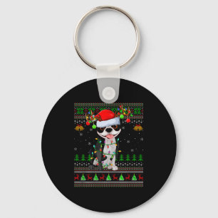 Boston Terrier Dog Ugly Christmas Sweater Holiday  Keychain