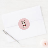  Boston Terrier Dog Valentine, Valentine's Day Classic Round Sticker (Envelope)