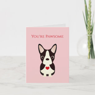 Boston Terrier, Dog Valentine, Valentine's Day Note Card