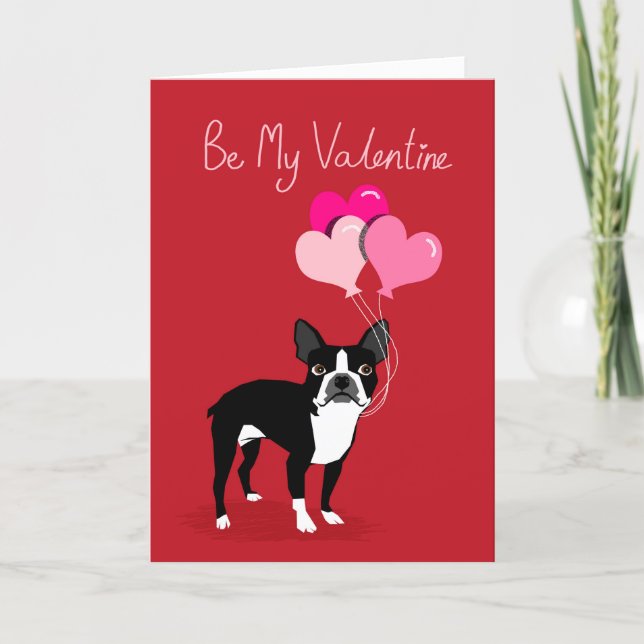 Boston Terrier Dog Valentine's Day Card (Front)