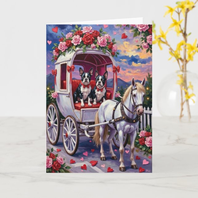 Boston Terrier  Dog Valentine's Day Card (Yellow Flower)