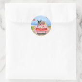 Boston Terrier Dog Valentine's Day Truck Hearts Classic Round Sticker (Bag)