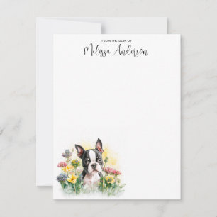 Boston Terrier Dog Watercolor Puppy Personalized Card