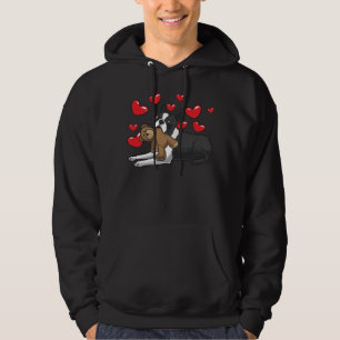 Boston Terrier Dog with stuffed animal and hearts Hoodie