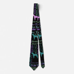 Boston Terrier Dog Word Art pattern Tie