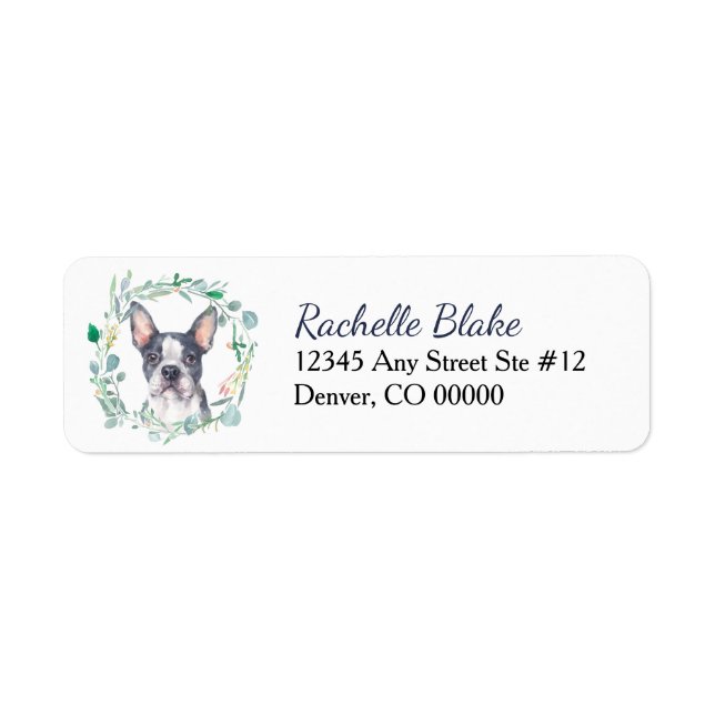 Boston Terrier Dog Wreath Adresse de retour (Devant)