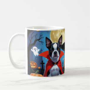 Boston Terrier Dogs Pumpkin Halloween Funny Coffee Mug