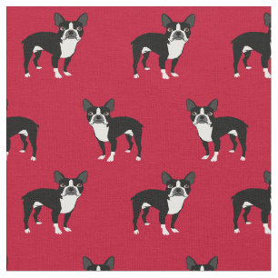 Boston Terrier dogs red Fabric