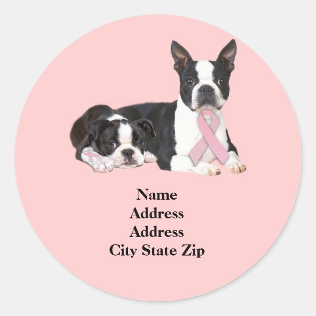 Boston Terrier Étiquette de adresse du cancer du s (Devant)