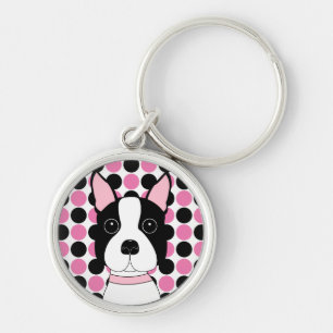 Boston Terrier Face Keychain