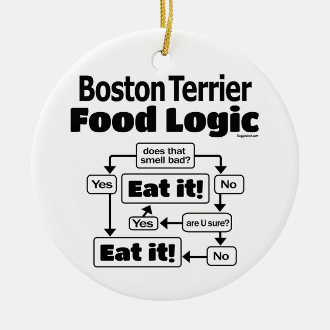 Boston Terrier Food Logic Ceramic Ornament (Front)