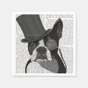 Boston Terrier, Formal Hound and Hat Napkin