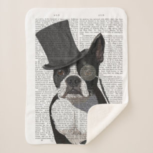 Boston Terrier, Formal Hound and Hat Sherpa Blanket