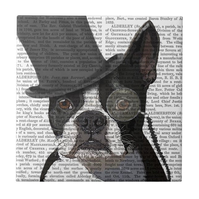 Boston Terrier, Formal Hound and Hat Tile (Front)