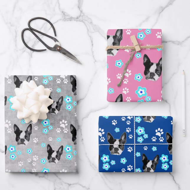 Boston Terrier Gifts, Accessories and Wrapping Paper Sheet (Front)