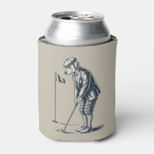 Boston Terrier Golf Vintage Dog Golfing Boston Mom Can Cooler