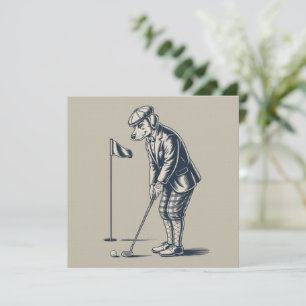 Boston Terrier Golf Vintage Dog Golfing Boston Mom Invitation