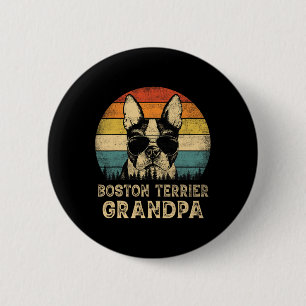 Boston Terrier Grandpa Dog Lovers Father's Day  2 Inch Round Button