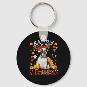 Boston Terrier Halloween Christmas Dog Happy Hallo Keychain