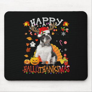 Boston Terrier Halloween Christmas Dog Happy Hallo Mouse Pad