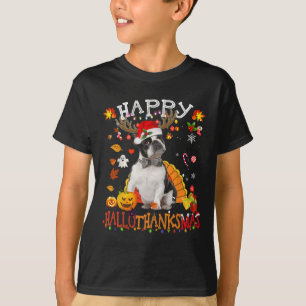 Boston Terrier Halloween Christmas Dog Happy Hallo T-Shirt