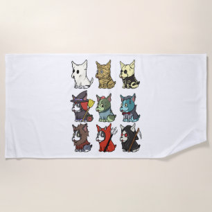 Boston Terrier Halloween Costume Beach Towel