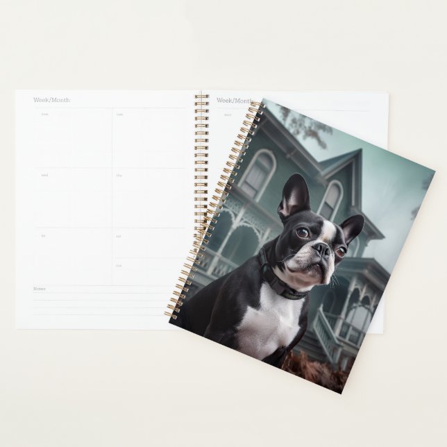 Boston Terrier Halloween effrayant (Devant avec enveloppe)