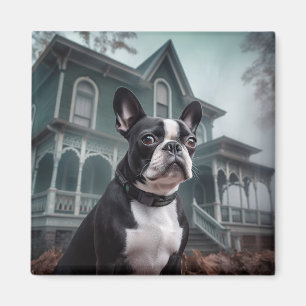Boston Terrier Halloween Scary Magnet