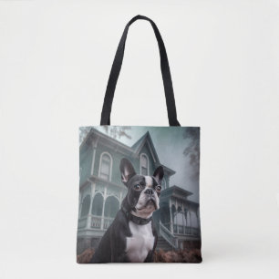 Boston Terrier Halloween Scary Tote Bag