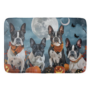 boston terrier Halloween Spooky Bath Mat