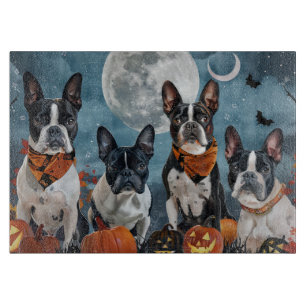 boston terrier Halloween Spooky Cutting Board