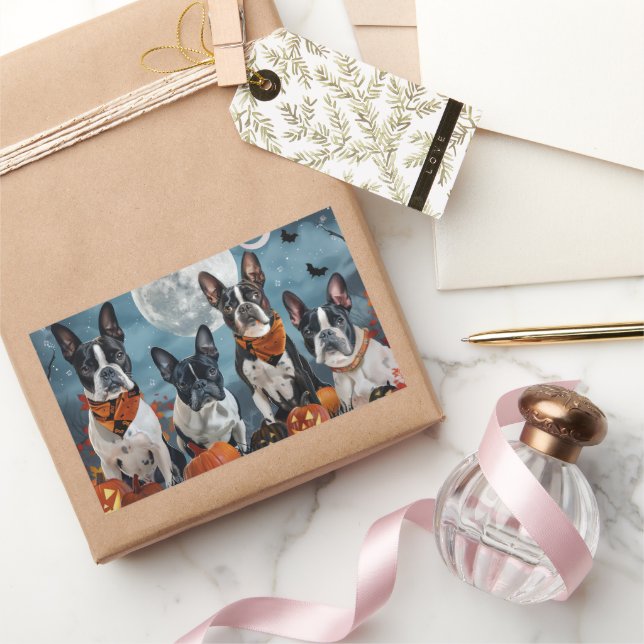 boston terrier Halloween Spooky Sticker (Gifting)