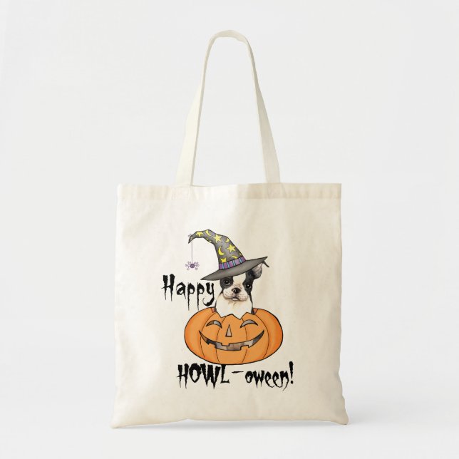Boston Terrier Halloween Tote Bag (Front)