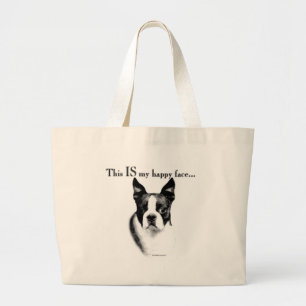 Boston Terrier Happy Face Large Tote Bag