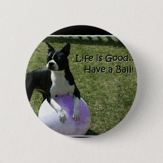 Boston Terrier:  Have a Ball! 2 Inch Round Button