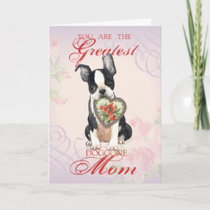 Boston Terrier Heart Mom Card