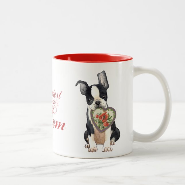 Boston Terrier Heart Mom Two-Tone Coffee Mug (Right)