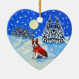 Boston Terrier Heart Ornament