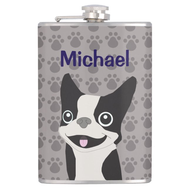Boston Terrier Hip Flask (Front)