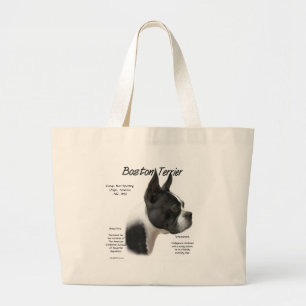 Boston Terrier History Design Large Tote Bag