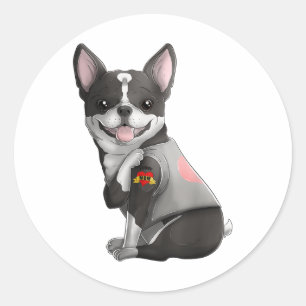 Boston Terrier I Love Mom Tattoo Dog Shirt Mothers Classic Round Sticker