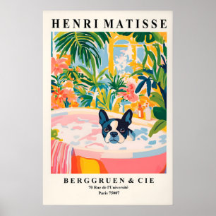 Boston Terrier in Bathtub Art Print Matisse Style