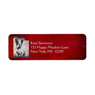 Boston Terrier in Black and White With Red Backing