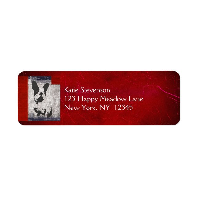 Boston Terrier in Black and White With Red Backing (Front)
