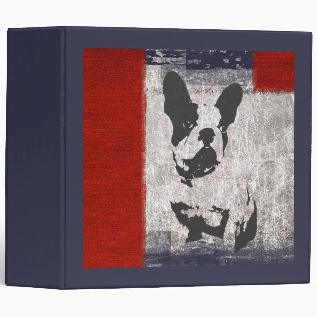 Boston Terrier in Black and White With Red Border Binder (Front/Spine)