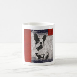 Boston Terrier in Black and White With Red Border Coffee Mug