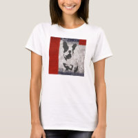 Boston Terrier in Black and White With Red Border