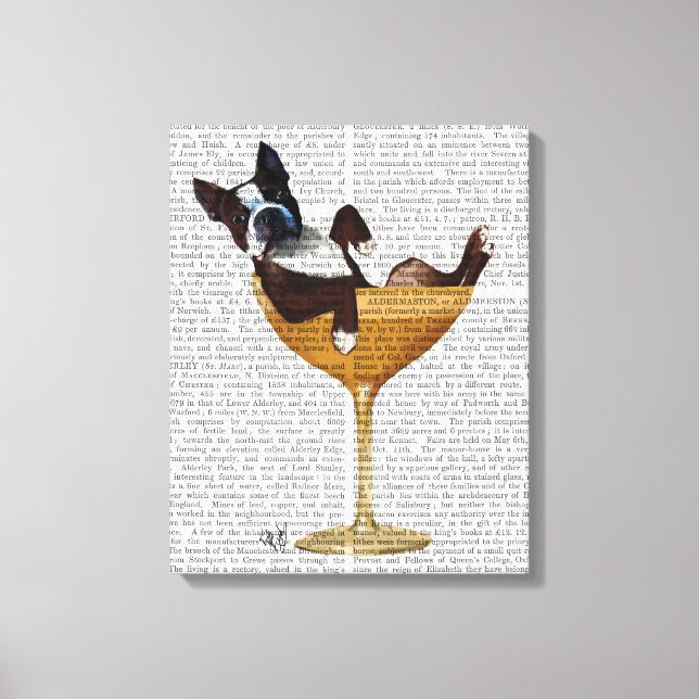 Boston Terrier in Cocktail Glass Canvas Print (Front)